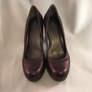 Calvin Klein Scarlet Plum Metallic Shoes NEW